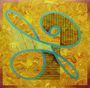Hue-Scrip 7sq (2002), painting